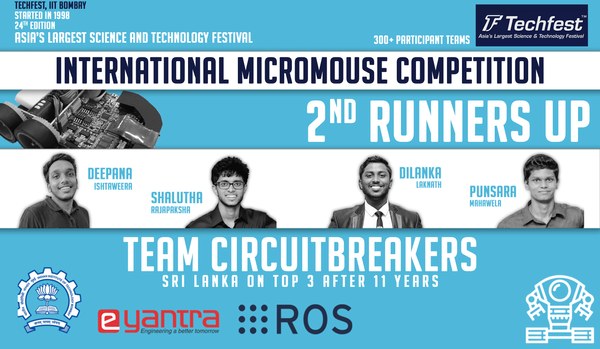 Team CircuitBreakers from Sri Lanka wins the second Runner Up in the first-ever virtual International Micromouse Challenge - Techfest, 2020 🥉